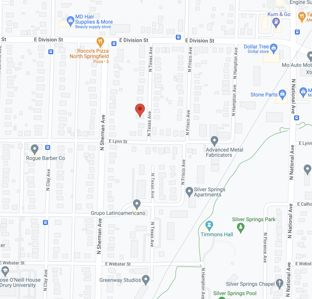 Map Showing the Location of 1415 N Texas Ave where Charles Robert Miller Jr. was last seen